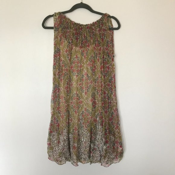 Rina Dhaka Sheer Mini Sleeveless Beaded Swing/Trapeze Dress - Picture 3 of 10